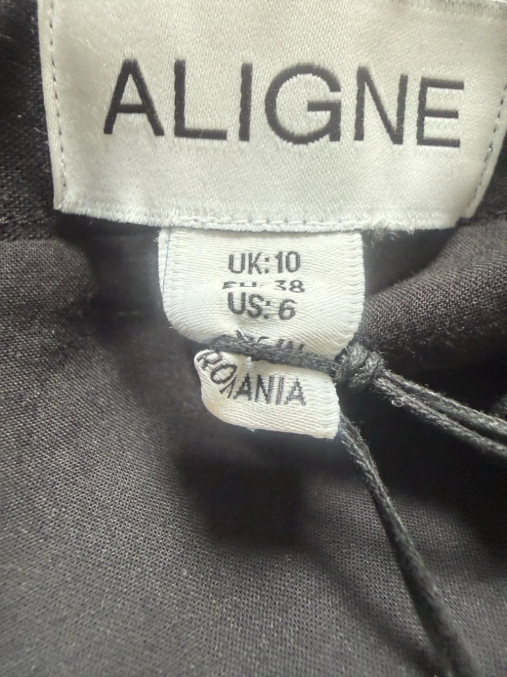 Aligne Hadley Linen Blend  Mini Skirt Black NWT A-Line Fully Lined Size US 6